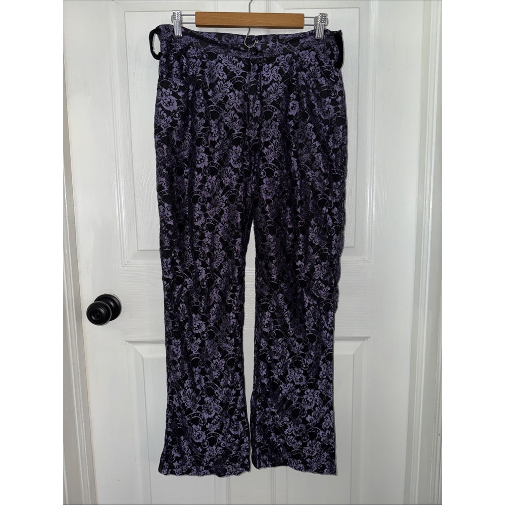 VTG Georgi Lace Purple Black Pants Grunge Goth Size XL Y2K 90's Women's